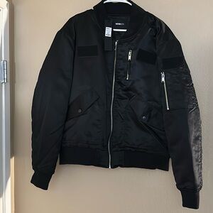 NOVA MEN. ON MY WAY OUT MILITARY FLIGHT BOMBER JACKET. BRAND NEW. BLACK. LARGE​